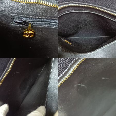  CHANEL シャネル マトラッセ 復刻トート トートバッグ キャビアスキン ココマーク A01804 ブラック×ゴールド