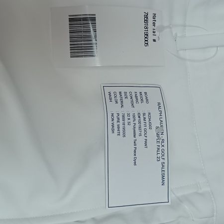  RALPH LAUREN ラルフローレン RLX スリムフィットゴルフパンツ サイズ 32/32 ホワイト