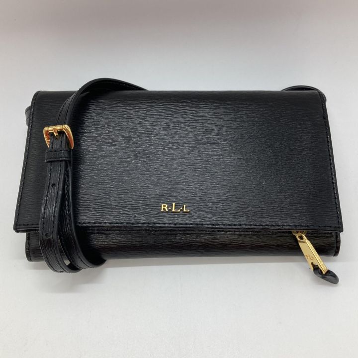 ローレンラルフローレン RLL 2way レザー ショルダーバッグ 黒色 金具 R・L・L ローレン ラルフ ローレン ショルダーウォレット 2wayクロス