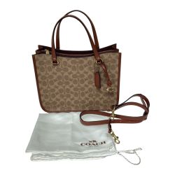 ◎◎ COACH コーチ タイラー キャリーオール 28 シグネチャー キャンバス ハンドバッグ C3889 ブラウン Bランク