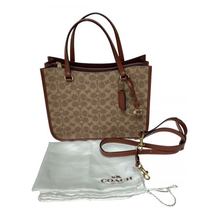  COACH コーチ タイラー キャリーオール 28 シグネチャー キャンバス ハンドバッグ C3889 ブラウン