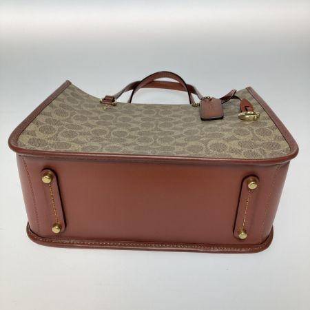  COACH コーチ タイラー キャリーオール 28 シグネチャー キャンバス ハンドバッグ C3889 ブラウン