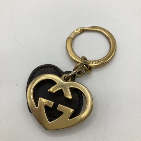  GUCCI グッチ ハート モチーフ インターロッキング キーホルダー キーチャーム ブラック