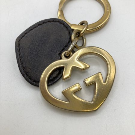  GUCCI グッチ ハート モチーフ インターロッキング キーホルダー キーチャーム ブラック