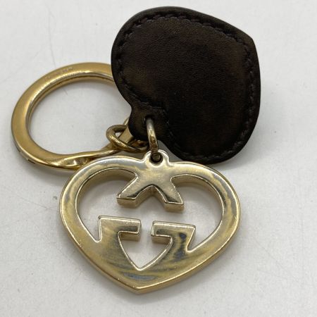  GUCCI グッチ ハート モチーフ インターロッキング キーホルダー キーチャーム ブラック