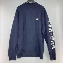  TOMMY HILFIGER トミーヒルフィガー スリーブロゴ モックネックセーター LLサイズ ゴルフウェア THMA370 ネイビー Bランク