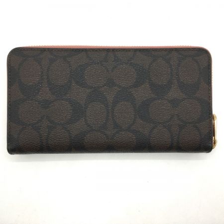  COACH コーチ  長財布 ラウンドファスナー シグネチャー  C4452 ブラウン