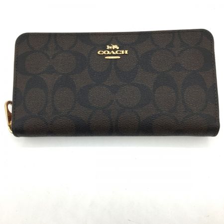  COACH コーチ  長財布 ラウンドファスナー シグネチャー  C4452 ブラウン