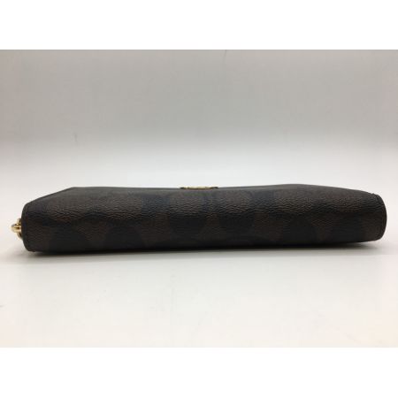  COACH コーチ  長財布 ラウンドファスナー シグネチャー  C4452 ブラウン