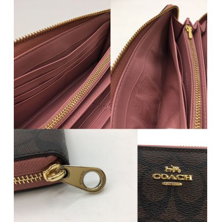  COACH コーチ  長財布 ラウンドファスナー シグネチャー  C4452 ブラウン