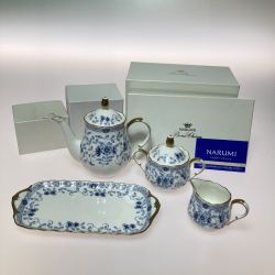 ◎◎ NARUMI ナルミ ミラノシリーズ 4点セット （コーヒーポット・クリーマー・シュガーポット・スモールトレイ） ボーンチャイナ Sランク