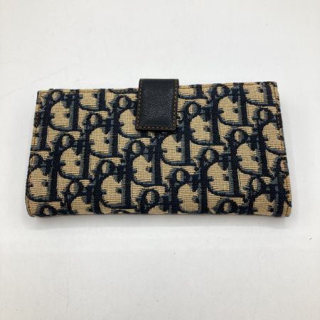  Christian Dior クリスチャンディオール 長財布 Wホック トロッター柄 ネイビー