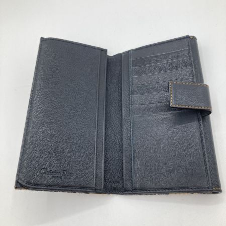  Christian Dior クリスチャンディオール 長財布 Wホック トロッター柄 ネイビー