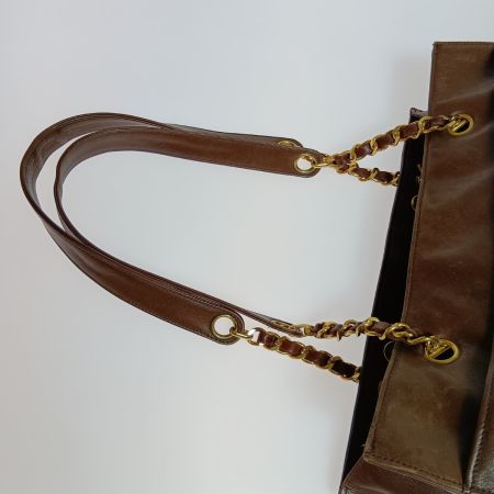  CHANEL シャネル ココマーク チェーン トートバック ブラウン