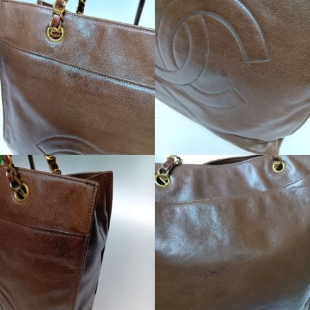  CHANEL シャネル ココマーク チェーン トートバック ブラウン