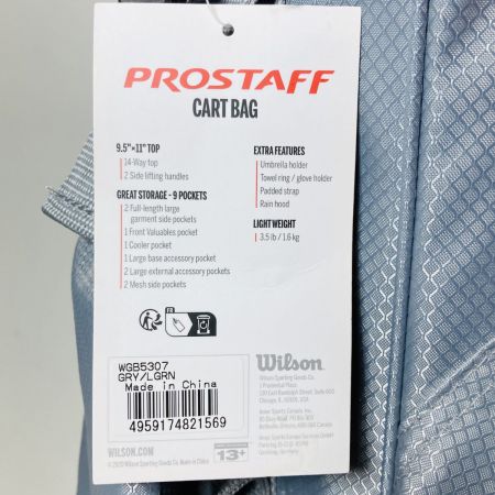  Wilson ウィルソン キャディバッグ 9.5型 14分割 1.6kg WGB5307 グレー PROSTAFF CART