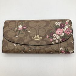 ◎◎ COACH コーチ 長財布 フローラル プリント スリム エンベロープ F29395 カーキマルチカラー Bランク