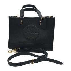 ◎◎ COACH コーチ トートバック デンプシー キャリーオール ウィズ パッチ ペブルドレザー 牛革 C2004 ブラック Bランク