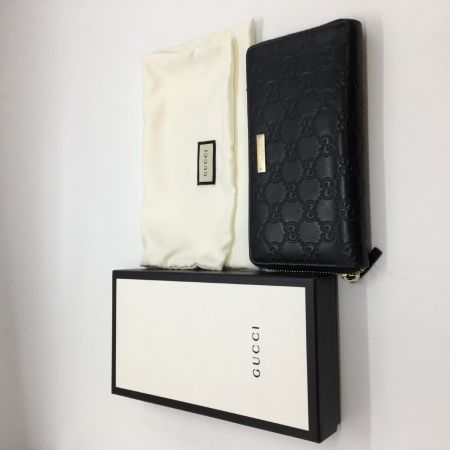  GUCCI グッチ グッチシマ ラウンドファスナー長財布 レザー 黒  307980 ブラック