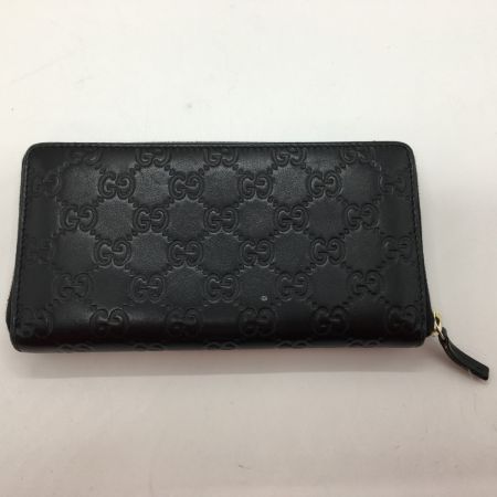  GUCCI グッチ グッチシマ ラウンドファスナー長財布 レザー 黒  307980 ブラック