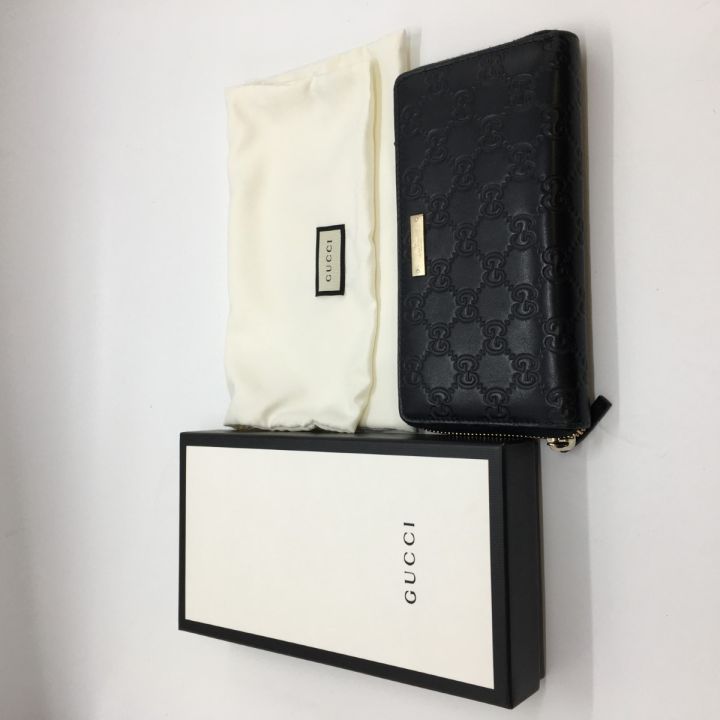 GUCCI グッチ ラウンドファスナー長財布 グッチシマレザー ダーク 