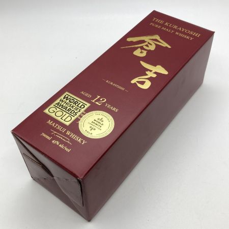 【北海道内限定発送】 松井酒造 倉吉 ウイスキー 12年 43度 700ml ピュアモルト 箱付 未開栓