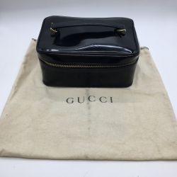 ◎◎ GUCCI グッチ 化粧ポーチ バニティバッグ ポーチ エナメル ブラック バンブー 032･200159･0150 ブラック 内部剥がれ・劣化あり Cランク