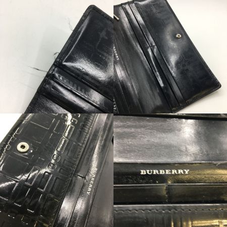  BURBERRY バーバリー  長財布 チェック柄 小銭入れあり パテントレザー 黒 ブラック
