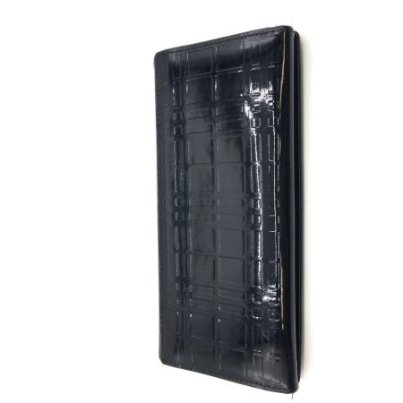  BURBERRY バーバリー  長財布 チェック柄 小銭入れあり パテントレザー 黒 ブラック