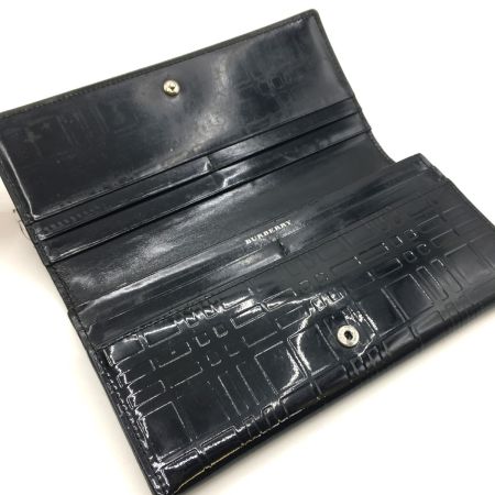  BURBERRY バーバリー  長財布 チェック柄 小銭入れあり パテントレザー 黒 ブラック