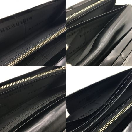  BURBERRY バーバリー  長財布 チェック柄 小銭入れあり パテントレザー 黒 ブラック