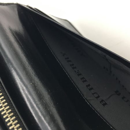  BURBERRY バーバリー  長財布 チェック柄 小銭入れあり パテントレザー 黒 ブラック