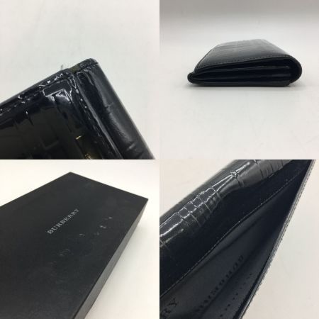  BURBERRY バーバリー  長財布 チェック柄 小銭入れあり パテントレザー 黒 ブラック