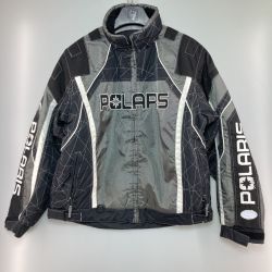 ◎◎ POLARIS スノーモービル ジャケット MEN'S MEDIUM ブラック x グレー 中綿ジャケット Cランク