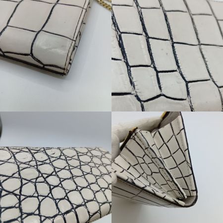  BEAUGRAND ボーグラン バングルウォレット L字ファスナー 長財布 クロコ ホワイト