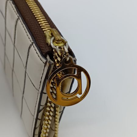  BEAUGRAND ボーグラン バングルウォレット L字ファスナー 長財布 クロコ ホワイト