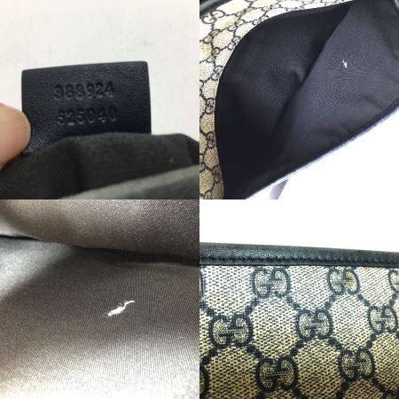  GUCCI グッチ ショルダーバッグ GGスプリーム×レザー 388924 525040 ブラック