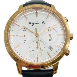 ◎◎ agnes b アニエスベー クロノグラフ クォーツ レディース 腕時計 箱付 VD53-KWB0 Bランク