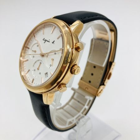  agnes b アニエスベー クロノグラフ クォーツ レディース 腕時計 箱付 VD53-KWB0