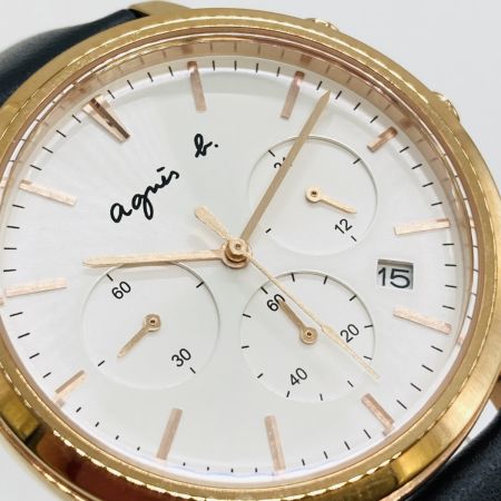 agnes b アニエスベー クロノグラフ クォーツ レディース 腕時計 箱付 VD53-KWB0