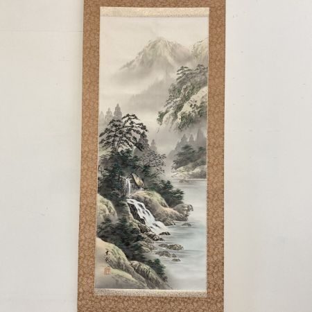   掛け軸 上条東観 彩色山水 日本画 共箱付