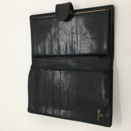  CHANEL シャネル キャビアスキン デカココ がま口 財布 ブラック
