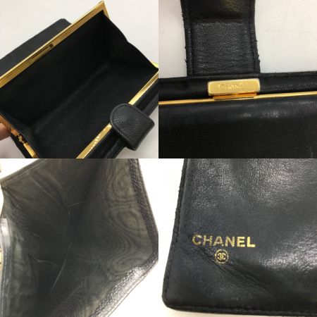  CHANEL シャネル キャビアスキン デカココ がま口 財布 ブラック