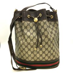  GUCCI グッチ ショルダーバッグ  巾着バック　OLD GUCCI シェリーライン  164.02.085 ベージュ Cランク