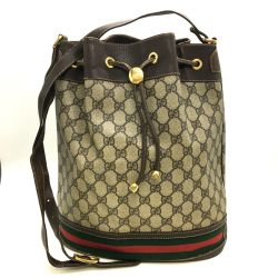 ◎◎ GUCCI グッチ ショルダーバッグ  巾着バック　OLD GUCCI シェリーライン  164.02.085 ベージュ Cランク