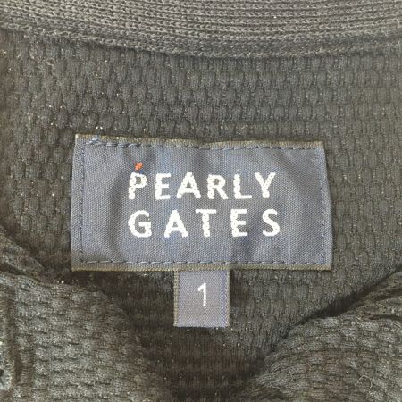  PEARLY GATES パーリーゲイツ パーリーゲイツ 半袖ポロワンピース 黒×レッド ビッグロゴ 織生地 レディース  サイズ1