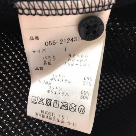  PEARLY GATES パーリーゲイツ パーリーゲイツ 半袖ポロワンピース 黒×レッド ビッグロゴ 織生地 レディース  サイズ1