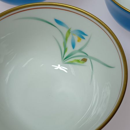  KORANSHA Co. Ltd. 香蘭社 湯呑み 5客セット 花柄 木箱入り 青