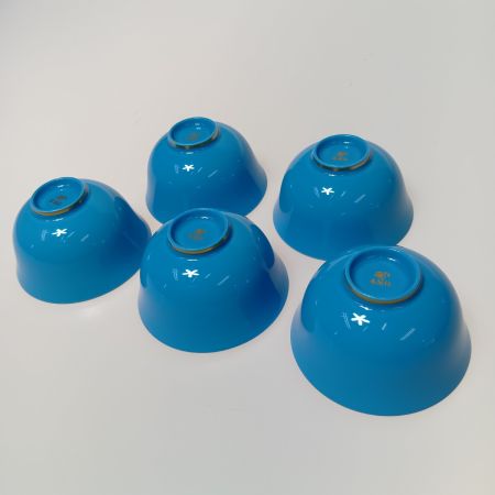  KORANSHA Co. Ltd. 香蘭社 湯呑み 5客セット 花柄 木箱入り 青