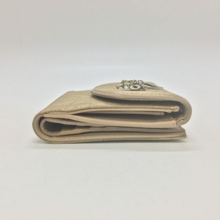  Christian Dior クリスチャンディオール 3つ折り財布　トロッター チャーム付 ベージュ